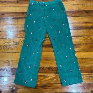 David Brooks Corduroy Golf Pants Green Golfing Penguin Embroider Men's 32x30 USA